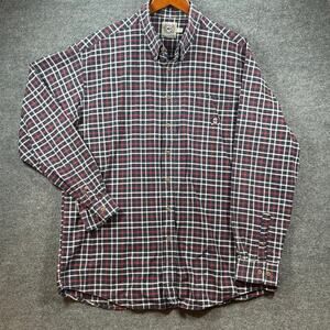 Cinch Button Down Western Shirt Men's XL Blue/Red Plaid *Repaired* Cowboy